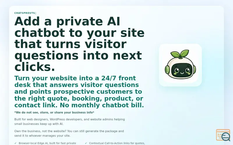 Screenshot of ChatSprouts: Private AI Front Desks