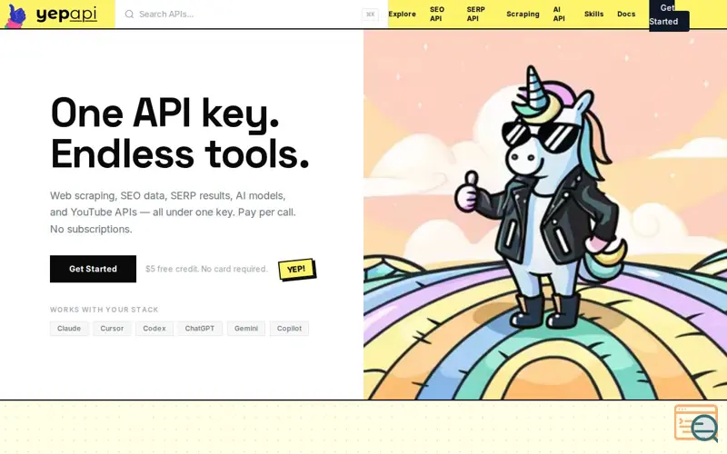 Screenshot of YepAPI