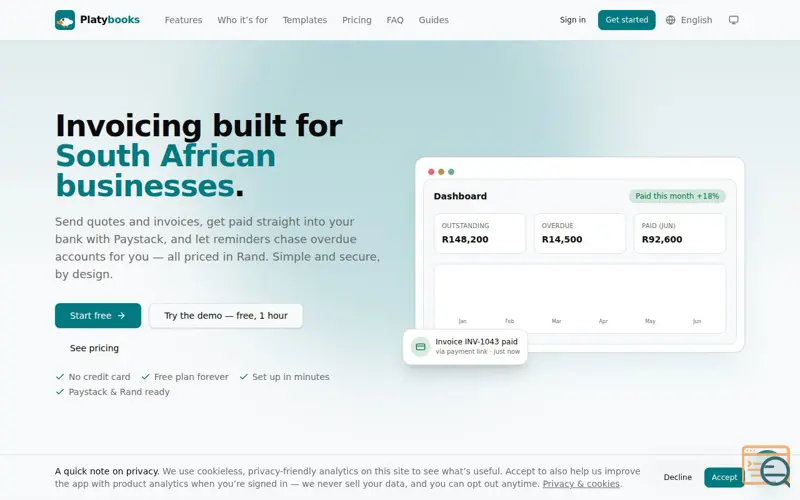 Screenshot of Platybooks