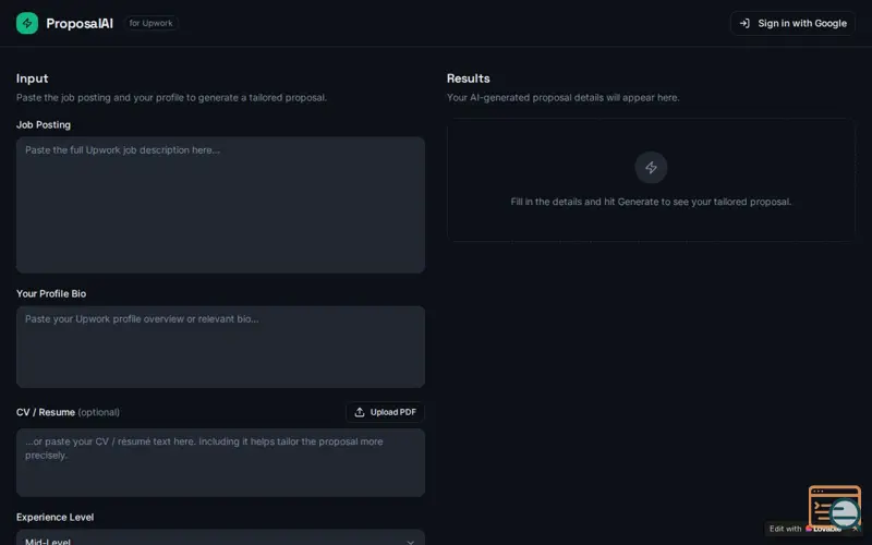 Screenshot of Proposal Ai