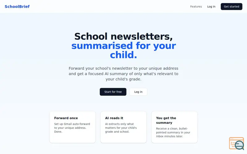 Screenshot of SchoolBrief