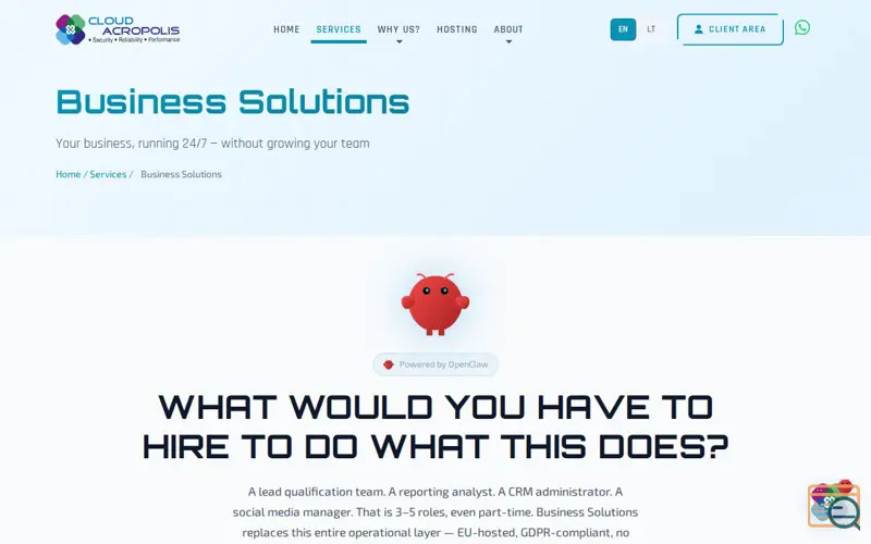 Screenshot of OpenClaw Business