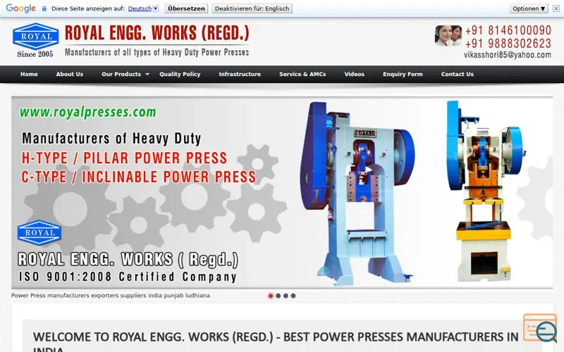 Screenshot of ROYAL ENGG. WORKS (REGD.)