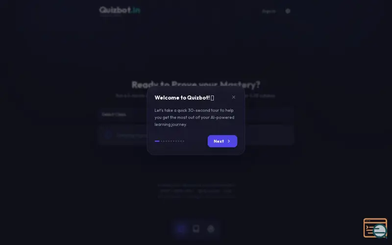 Screenshot of Quizbot Academic, a launch using Pollinations AI