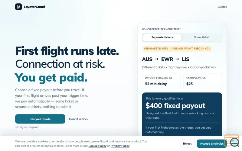 Screenshot of LayoverGuard