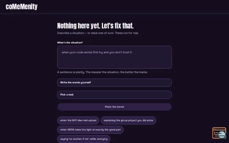 Screenshot of coMeMenity
