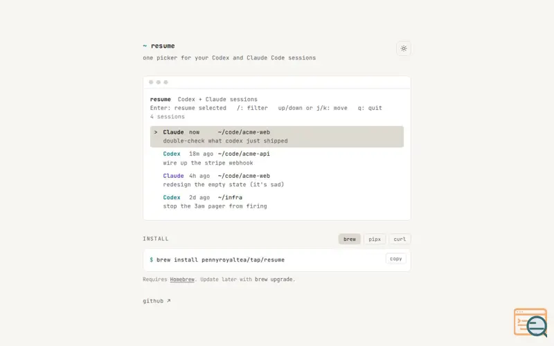 Screenshot of Resume