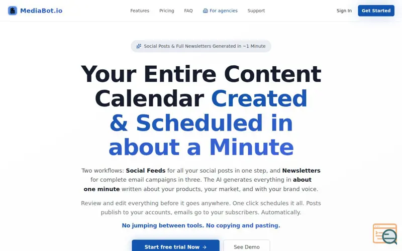 Screenshot of Mediabot.io Launch
