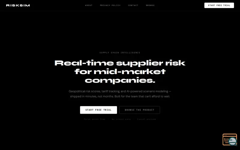 Screenshot of risksim.ai