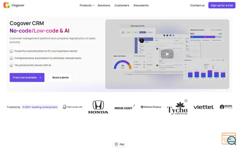Screenshot of Cogover CRM, a launch using Zalo
