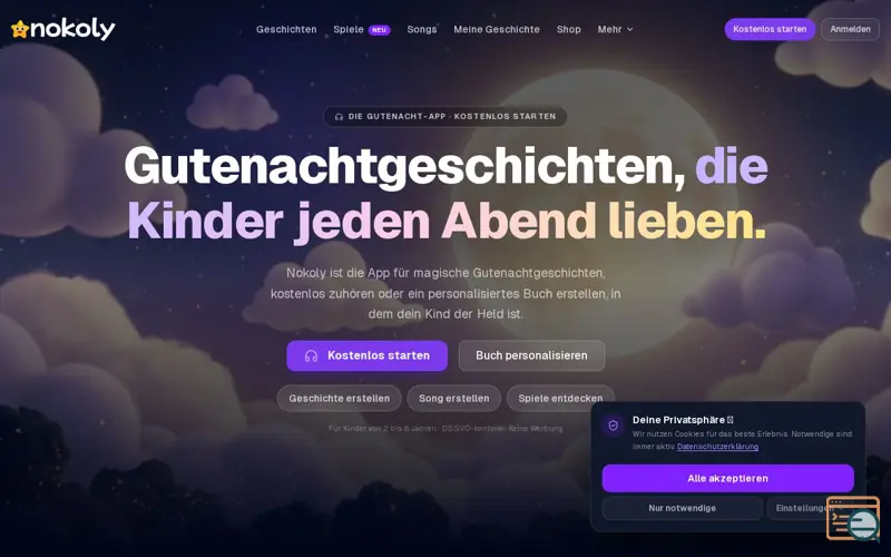 Screenshot of Nokoly AI Powered Kids Entertainment App
