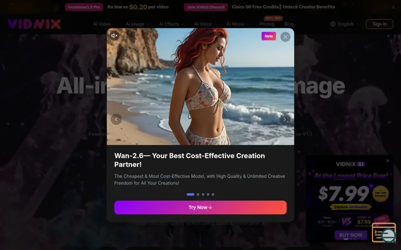 Screenshot of Vidnix AI: Create Cinematic Videos