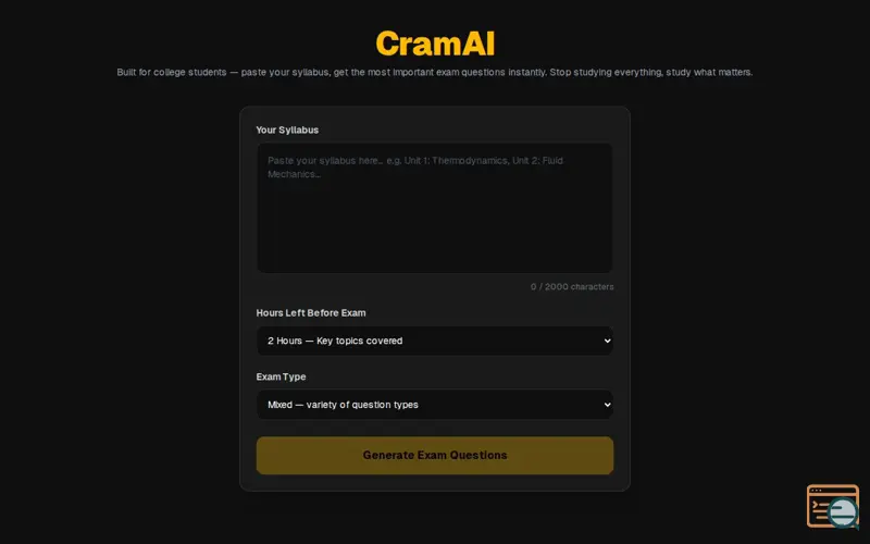 Screenshot of CramAI