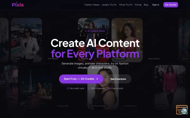 Screenshot of Pixla Ai 