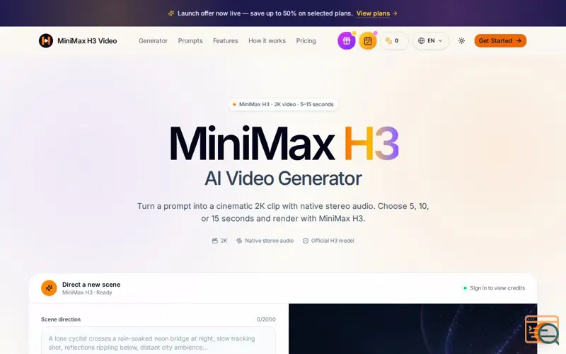 Screenshot of MiniMax H3 Video