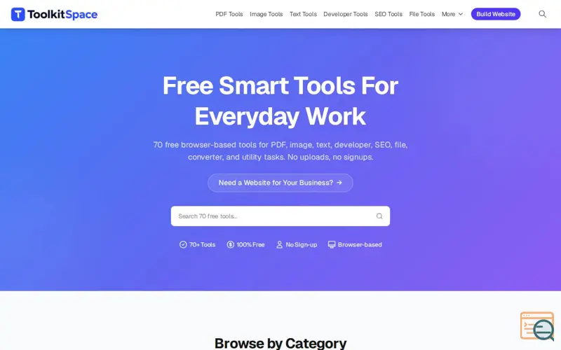 Screenshot of ToolkitSpace