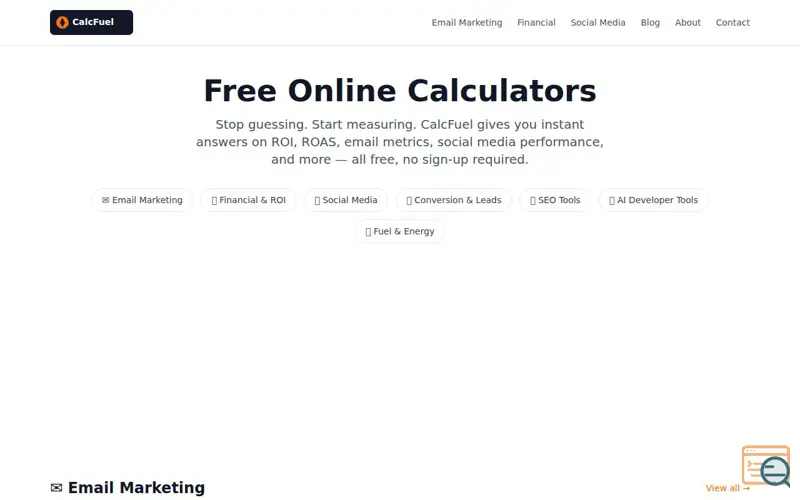 Screenshot of CalcFuel: Free Calculators, a launch using Nameserver.net.au DNS