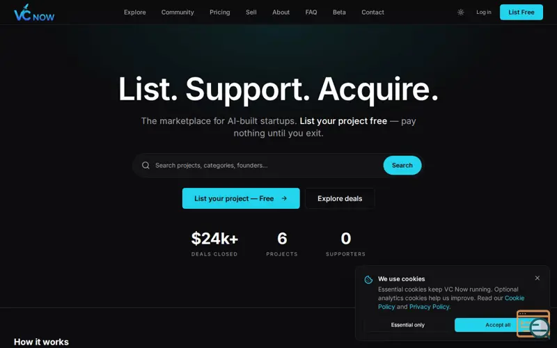 Screenshot of VC Now