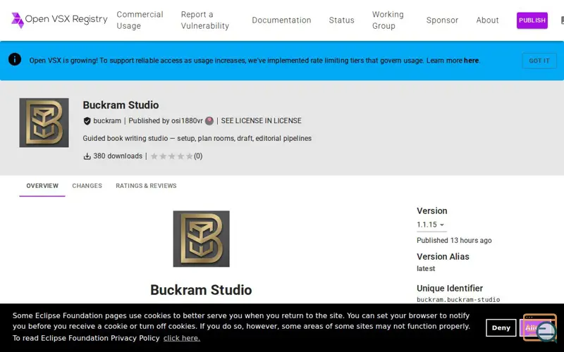 Screenshot of Buckram Studio, a launch using Fastly