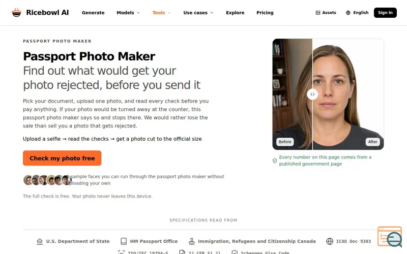 Screenshot of Ricebowl Passport Photo Maker