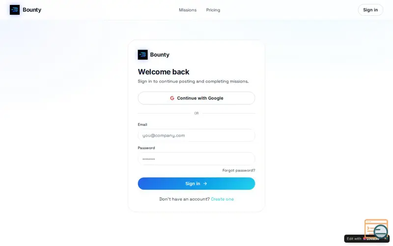 Screenshot of Bounty — Real Work, Posted Fast
