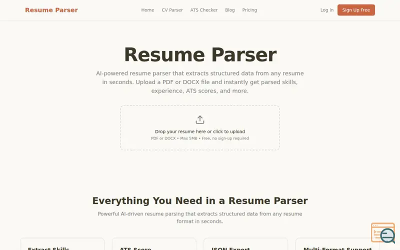 Screenshot of Resume Parser, a launch using Feishu Email