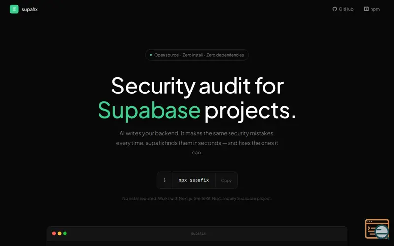Screenshot of supafix