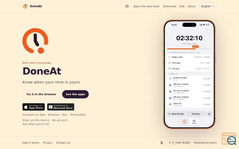 Screenshot of DoneAt