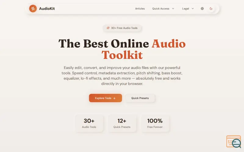 Screenshot of AudioKit, a launch using Vidazoo