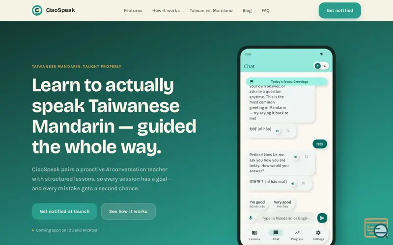 Screenshot of CiaoSpeak App