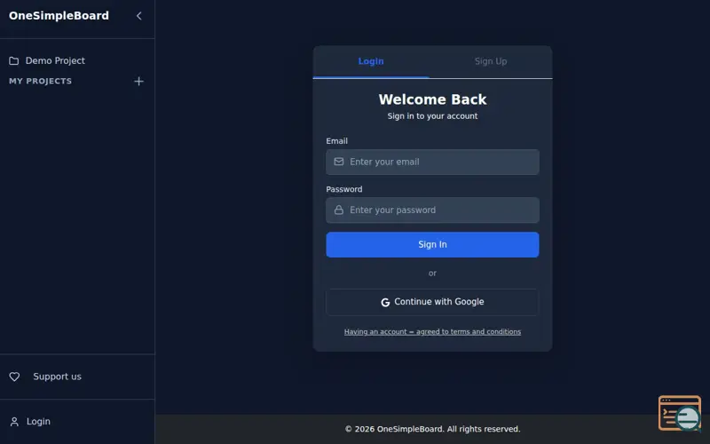 Screenshot of OneSimpleBoard