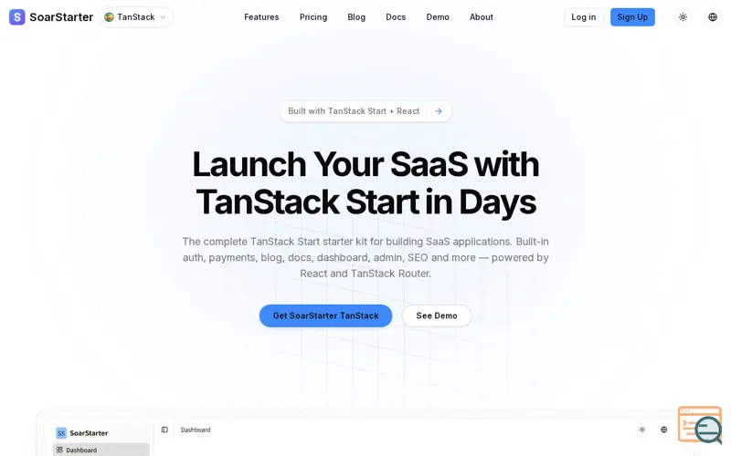 Screenshot of SoarStarter TanStack