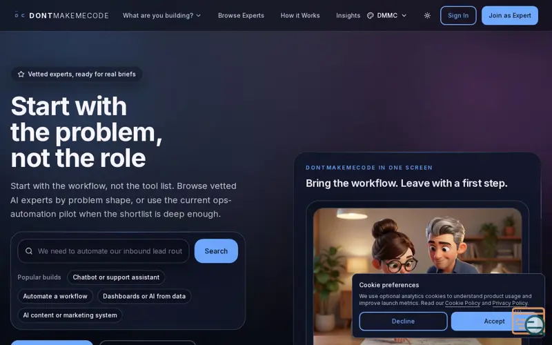 Screenshot of DontMakeMeCode