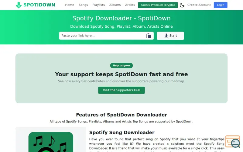 Screenshot of Spotify Downloader Online, a launch using Google Hosted Libraries