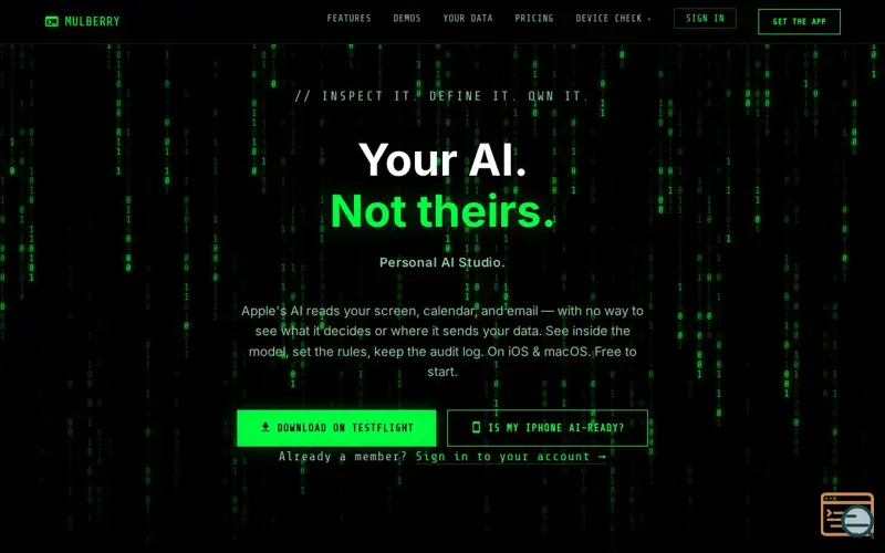 Screenshot of Mulberry AI Studio 