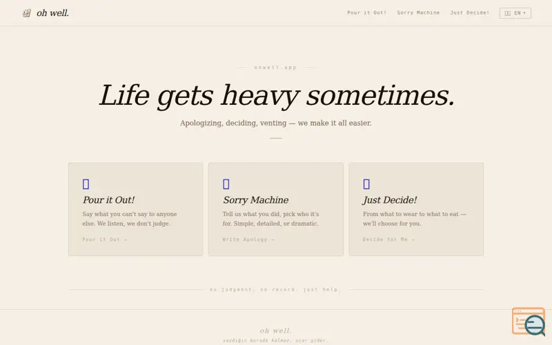 Screenshot of oh well. — We make life easier.