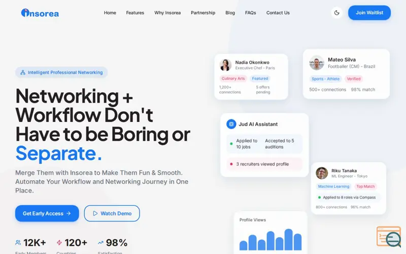 Screenshot of Insorea - AI Native Networking App