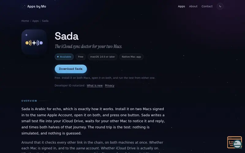 Screenshot of Sada