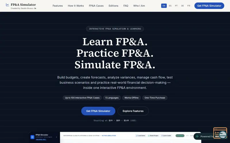 Screenshot of FP&A Simulator
