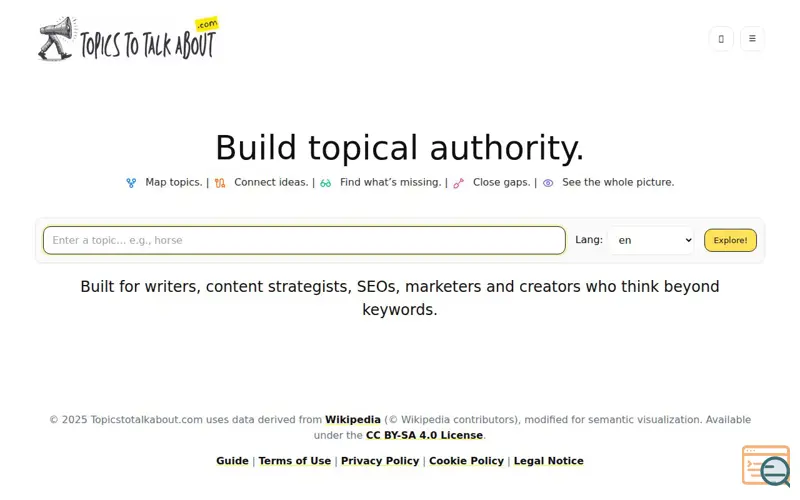 Screenshot of TopicsToTalkAbout