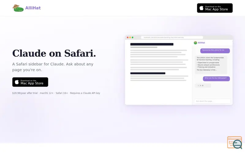 Screenshot of AlliHat, a launch using DNSimple