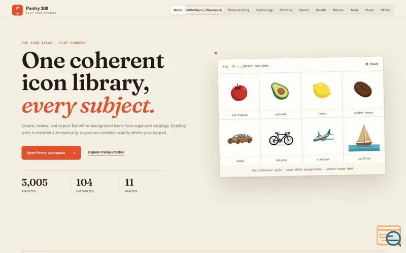 Screenshot of Pantry 100 - Flat Icon Foundry