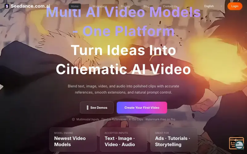 Screenshot of Seedance.com.ai