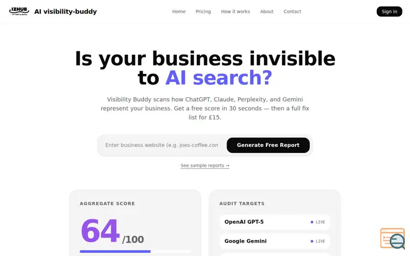Screenshot of AI visibility buddy