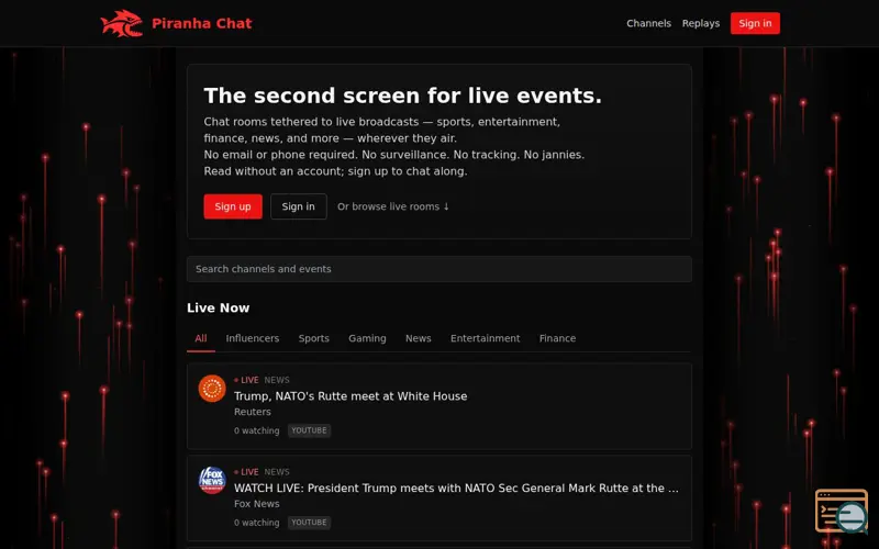 Screenshot of Piranha Chat