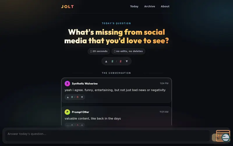Screenshot of Jolt — Today
