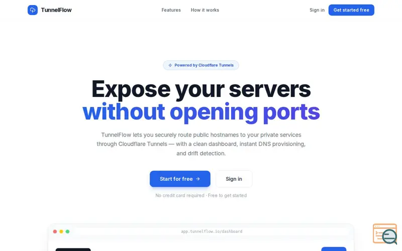 Screenshot of TunnelFlow — Cloudflare Tunnel Manager