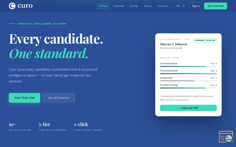 Screenshot of Curo