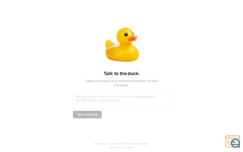 Screenshot of Explain your bug to the duck