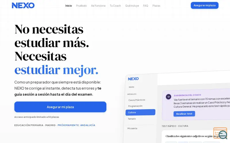 Screenshot of Nexo Study